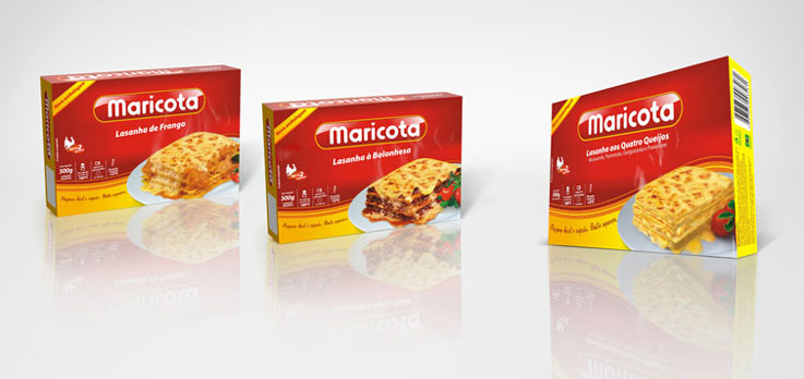 Simulação 3D das caixas de lasanha criada no photoshop